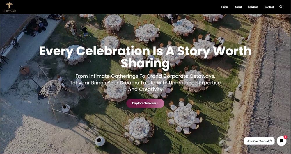 Tehvaar Events website designed and built by Novtex Global
